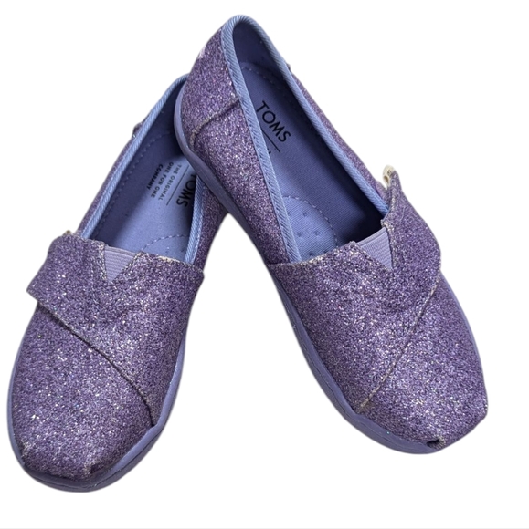 Tom's, Purple Glitter/Sparkle Flats With Velcro Closure. Size 11 - Picture 1 of 9